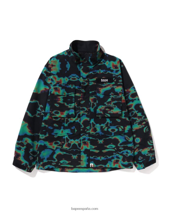 hombres A Bathing Ape chaqueta de termografía de corte holgado m-65 288PLL332 negro