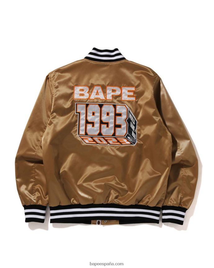 hombres A Bathing Ape chaqueta universitaria de nailon 288PLL181 oro