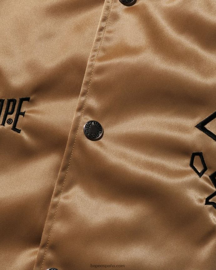 hombres A Bathing Ape chaqueta universitaria de nailon 288PLL181 oro
