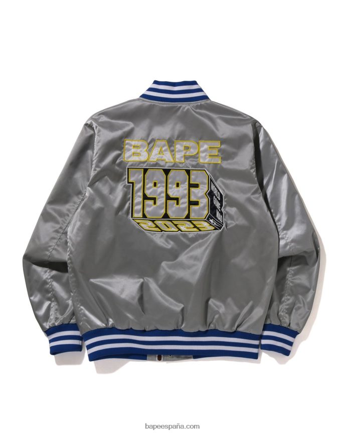 hombres A Bathing Ape chaqueta universitaria de nailon 288PLL182 plata