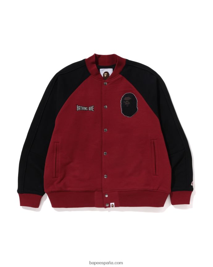 hombres A Bathing Ape chaqueta universitaria de sudor 288PLL242 rojo brillante