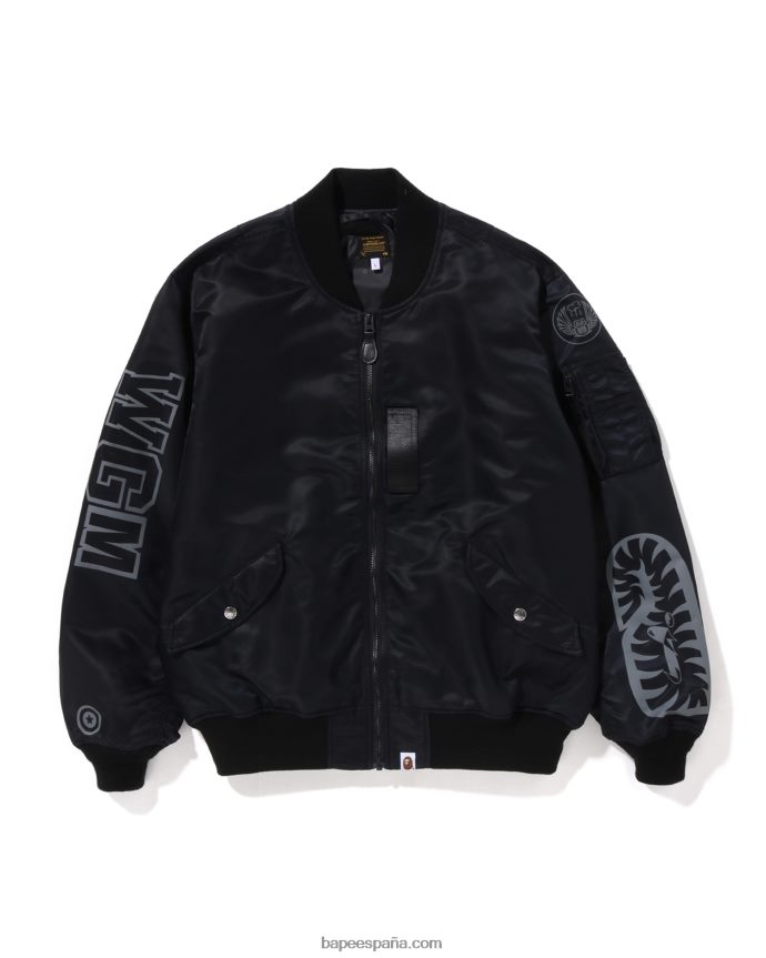 hombres A Bathing Ape tiburón ajuste holgado ma-1 288PLL191 negro