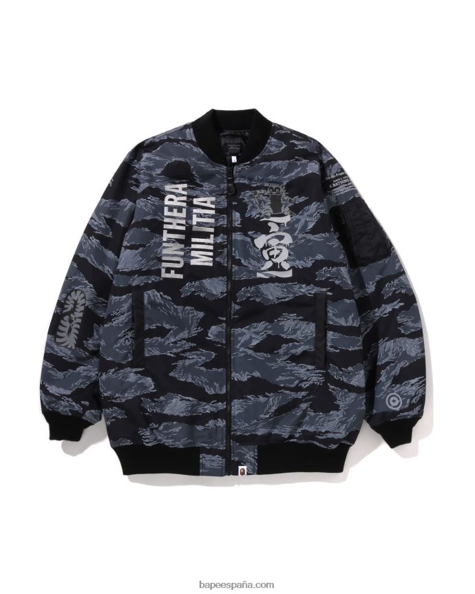hombres A Bathing Ape tigre camo largo ma-1 288PLL326 negro