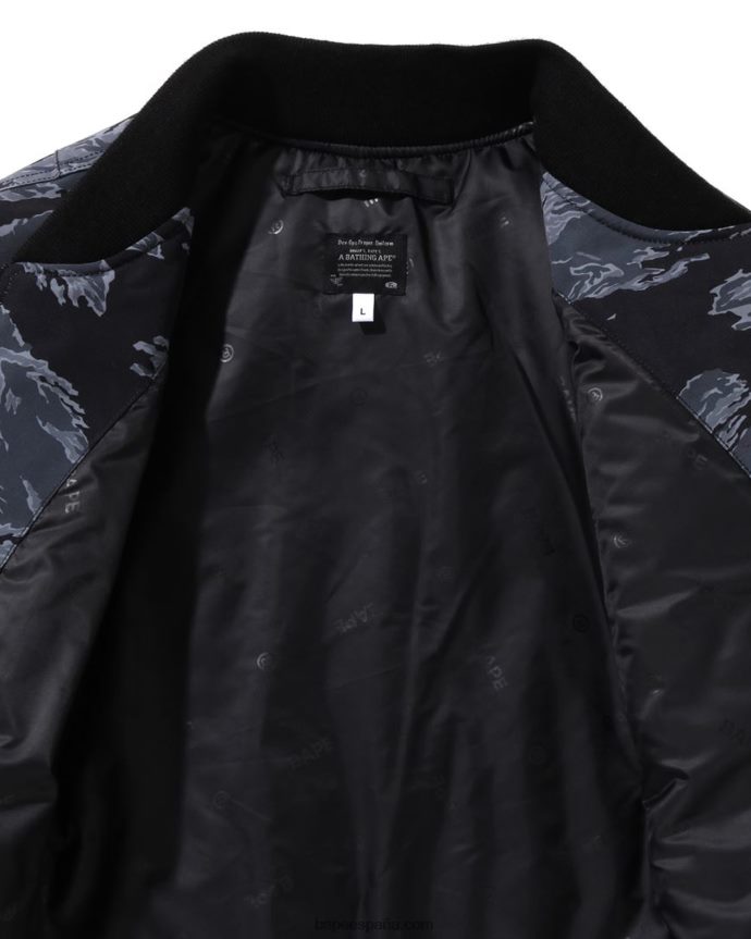 hombres A Bathing Ape tigre camo largo ma-1 288PLL326 negro