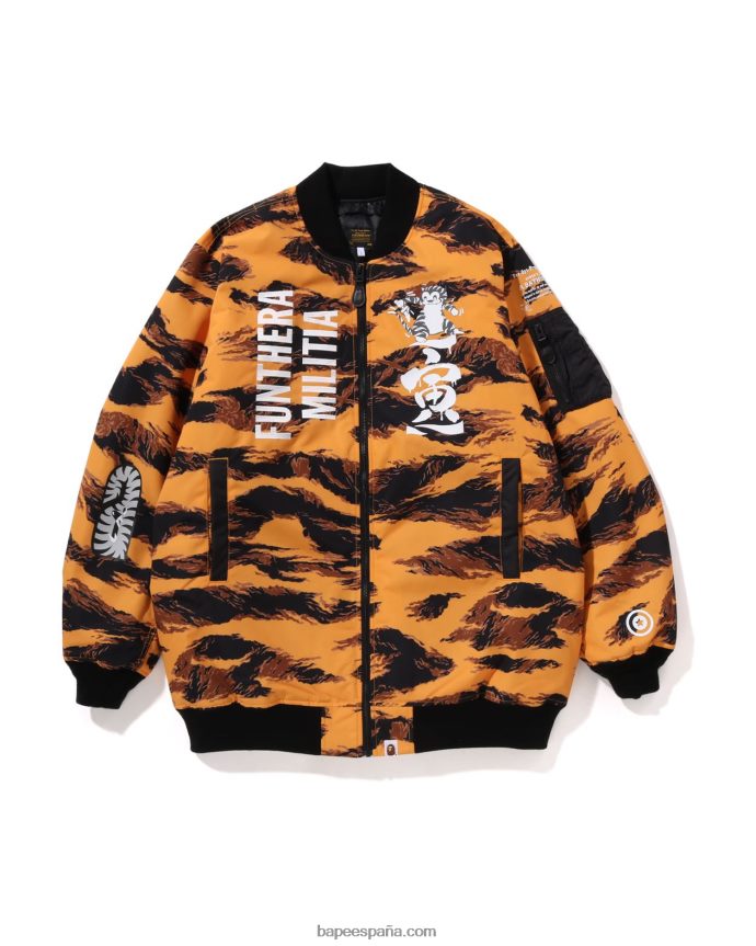 hombres A Bathing Ape tigre camo largo ma-1 288PLL327 naranja