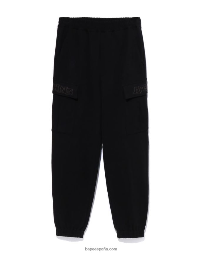 hombres A Bathing Ape Pantalones de chándal de corte relajado con 6 bolsillos 288PLL228 negro
