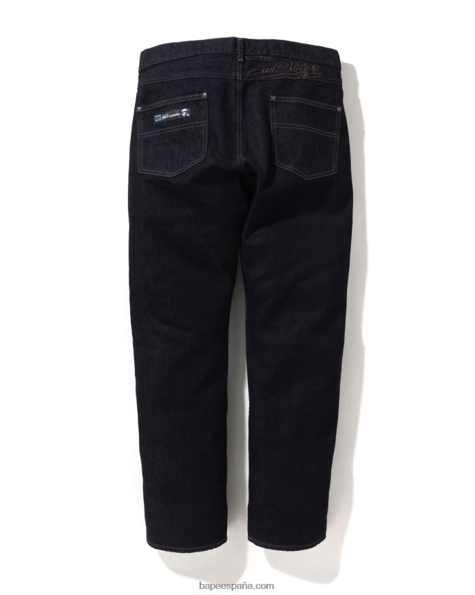hombres A Bathing Ape pantalones de mezclilla holgados con doble rodilla 288PLL347 mezclilla