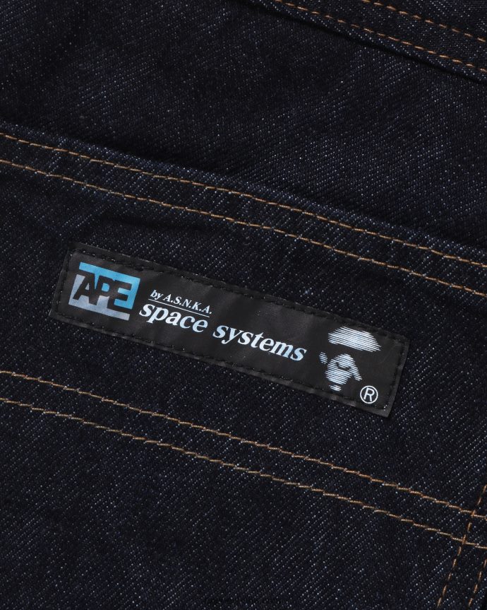 hombres A Bathing Ape pantalones de mezclilla holgados con doble rodilla 288PLL347 mezclilla