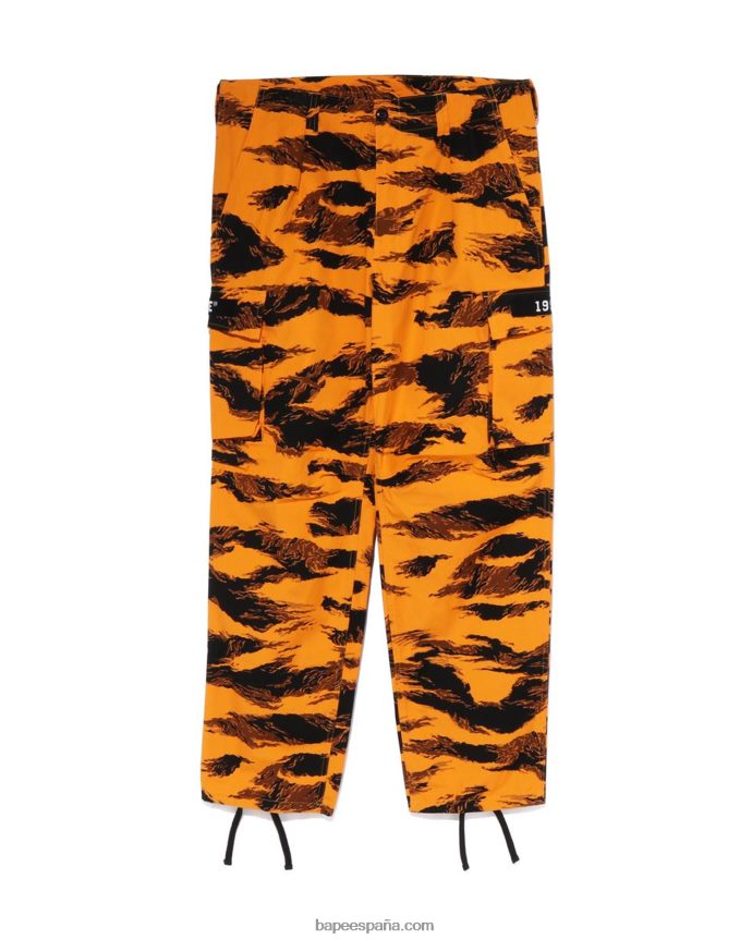 hombres A Bathing Ape pantalones militares de ajuste relajado con camuflaje de tigre 288PLL336 naranja