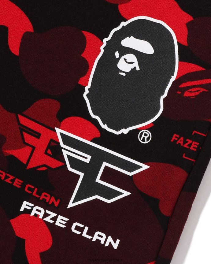 hombrespantalones de chándal bape x faze clan 288PLL271 rojo brillante
