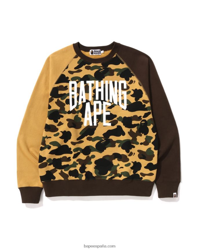 hombres A Bathing Ape 1st camuflaje loco ajuste relajado cuello redondo 288PLL287 amarillo