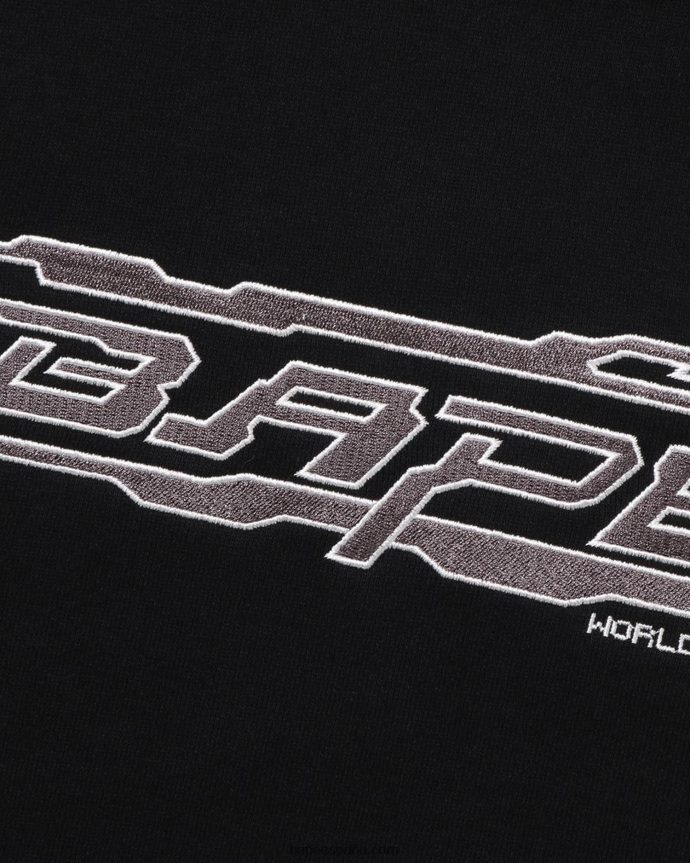 hombres A Bathing Ape Sudadera con capucha y costuras 288PLL315 negro