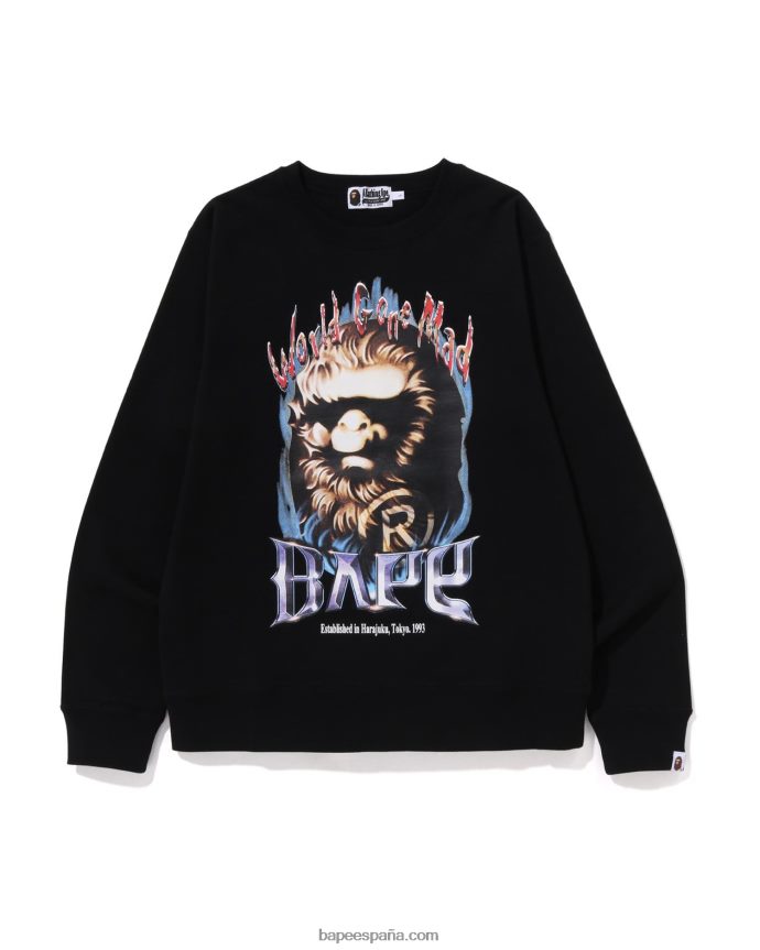 hombres A Bathing Ape cabeza de cuello redondo 288PLL218 negro