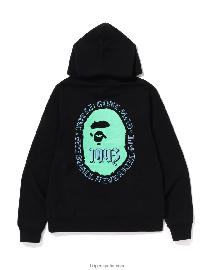hombres A Bathing Ape cabeza sudadera con capucha 288PLL272 negro