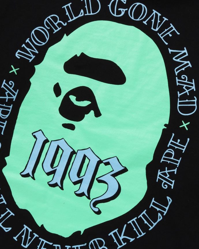 hombres A Bathing Ape cabeza sudadera con capucha 288PLL272 negro