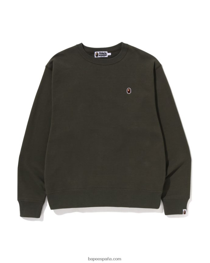 hombres A Bathing Ape cabeza un punto ajuste relajado cuello redondo 288PLL307 ejercito verde
