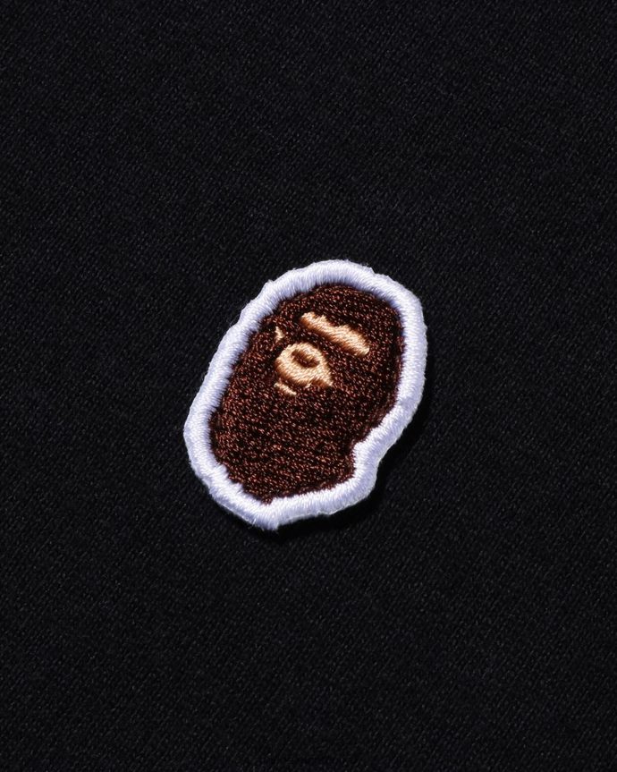 hombres A Bathing Ape camiseta de cabeza de un punto 288PLL337 negro
