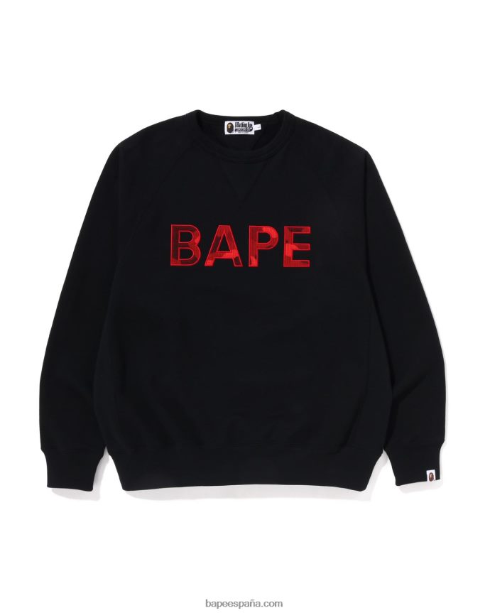 hombres A Bathing Ape cuello redondo de ajuste holgado con parche 288PLL293 negro