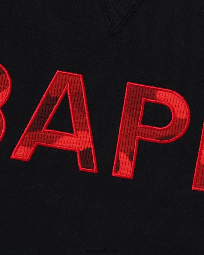 hombres A Bathing Ape cuello redondo de ajuste holgado con parche 288PLL293 negro