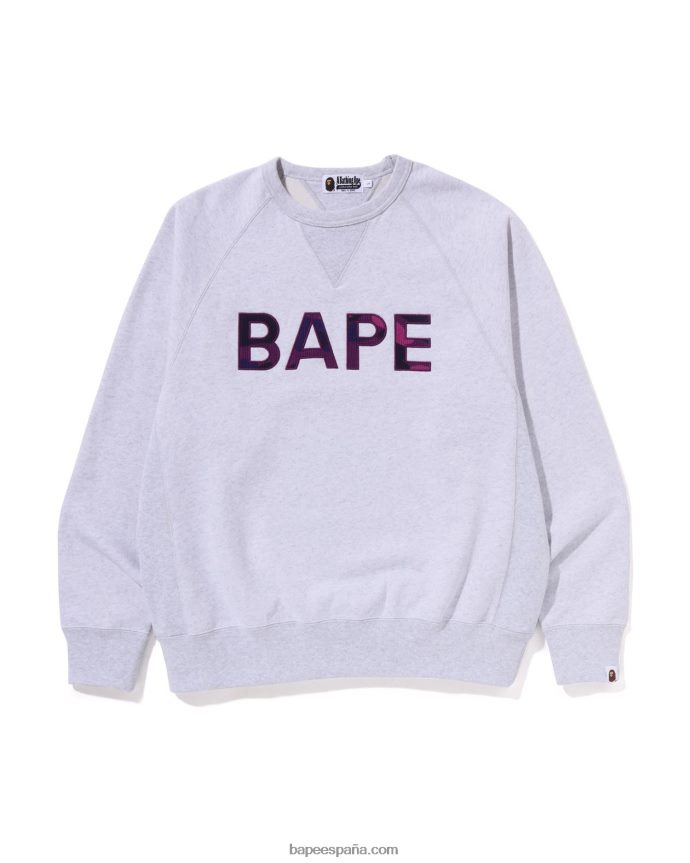 hombres A Bathing Ape cuello redondo de ajuste holgado con parche 288PLL295 gris