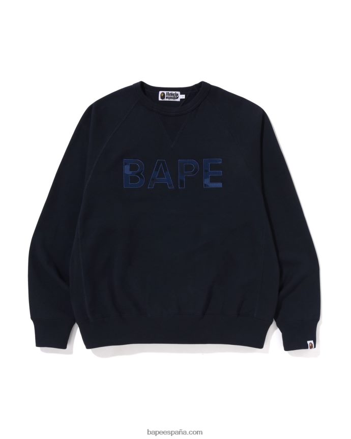 hombres A Bathing Ape cuello redondo de ajuste holgado con parche 288PLL296 Azul marino