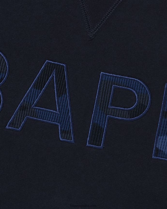 hombres A Bathing Ape cuello redondo de ajuste holgado con parche 288PLL296 Azul marino