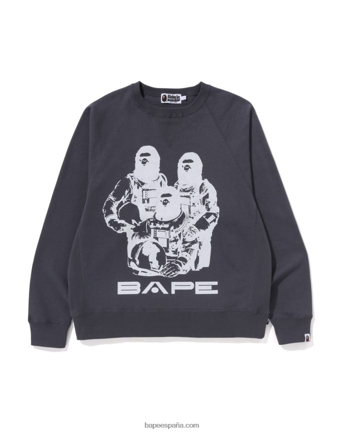 hombres A Bathing Ape cuello redondo de ajuste relajado 288PLL260 gris oscuro