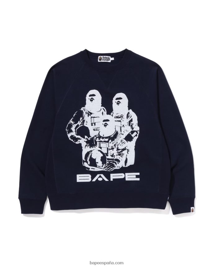 hombres A Bathing Ape cuello redondo de ajuste relajado 288PLL261 Azul marino