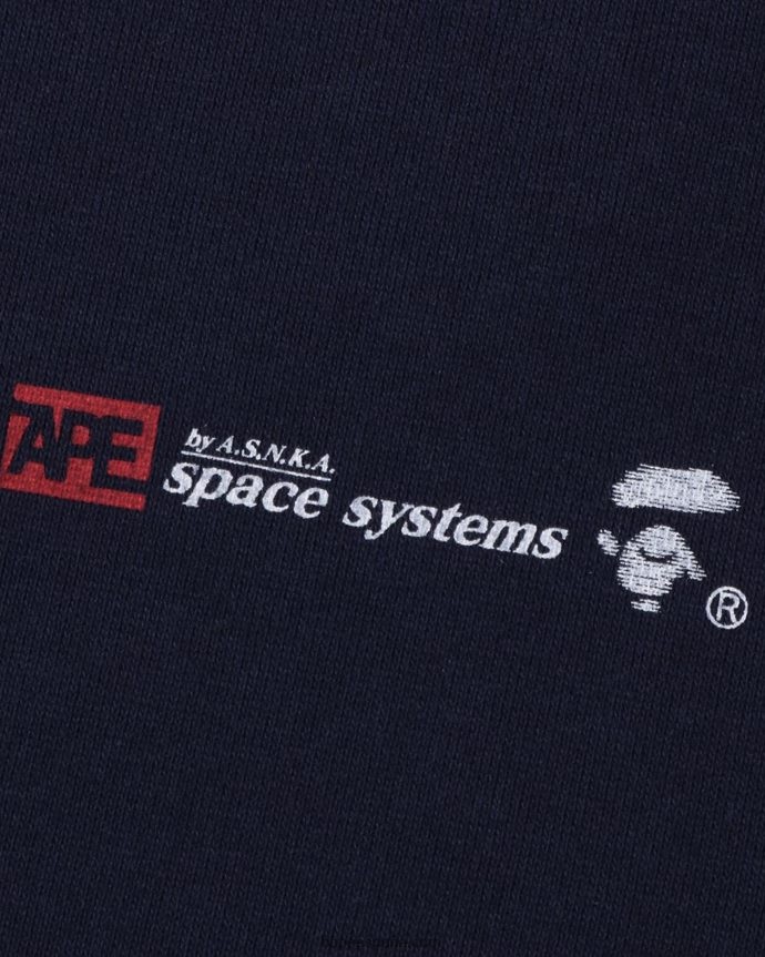 hombres A Bathing Ape cuello redondo de ajuste relajado 288PLL261 Azul marino