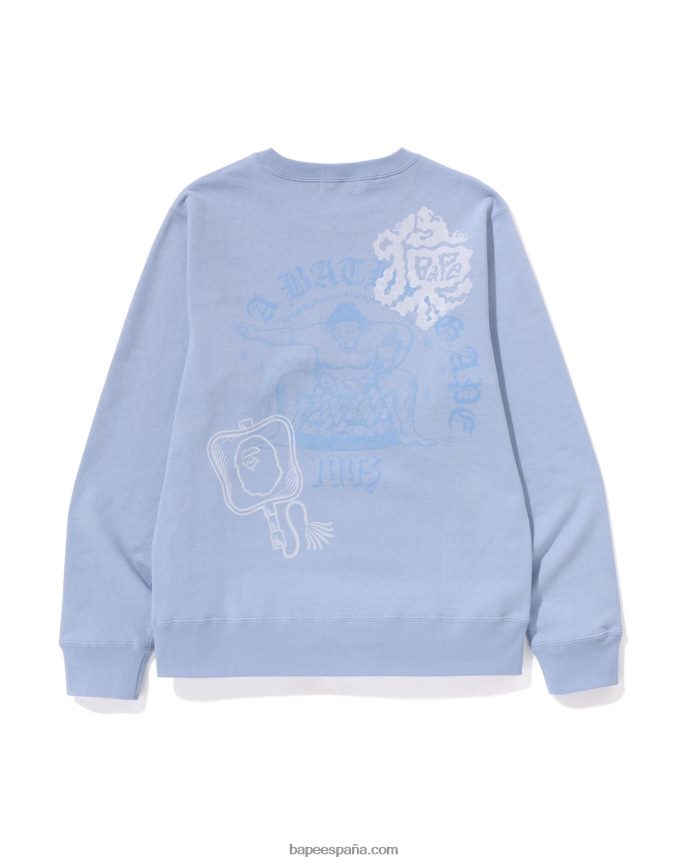 hombres A Bathing Ape cuello redondo de sumo de cultura japonesa 288PLL184 azul