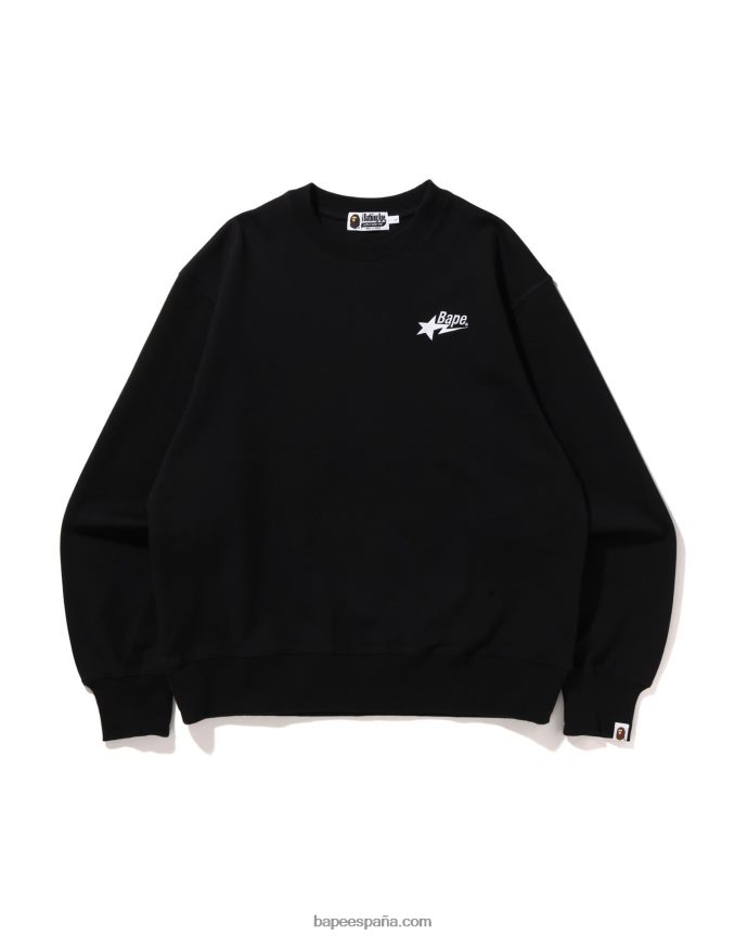 hombres A Bathing Ape cuello redondo holgado con logo 288PLL324 negro