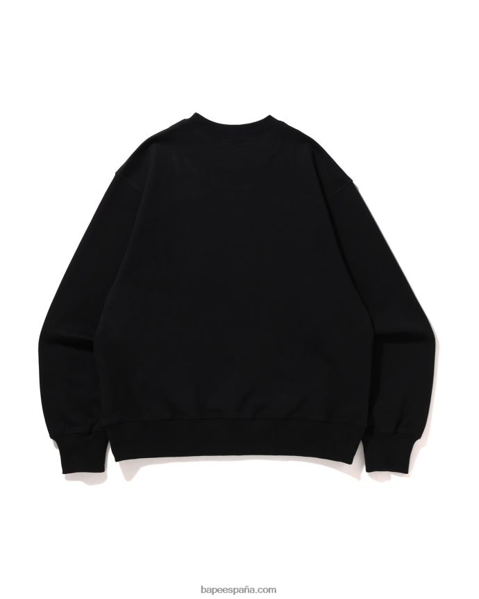 hombres A Bathing Ape cuello redondo holgado con logo 288PLL324 negro