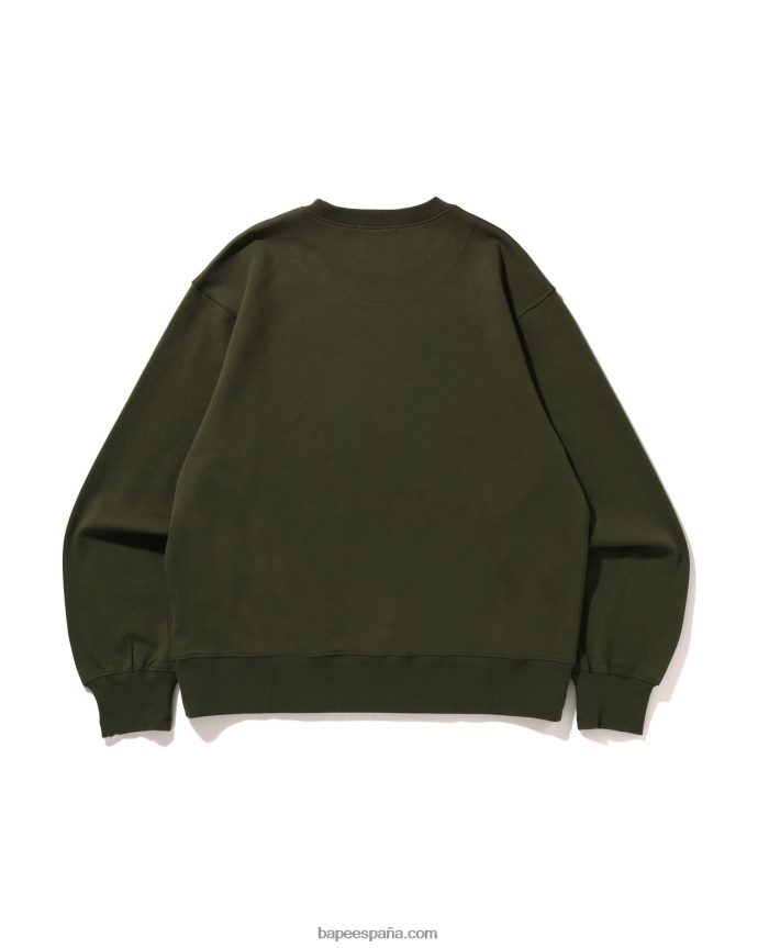 hombres A Bathing Ape cuello redondo holgado con logo 288PLL325 ejercito verde