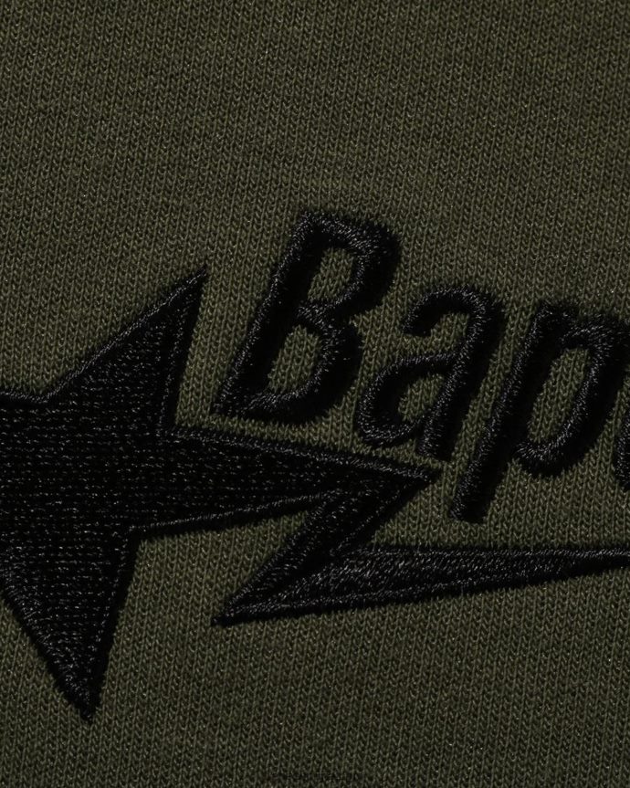 hombres A Bathing Ape cuello redondo holgado con logo 288PLL325 ejercito verde