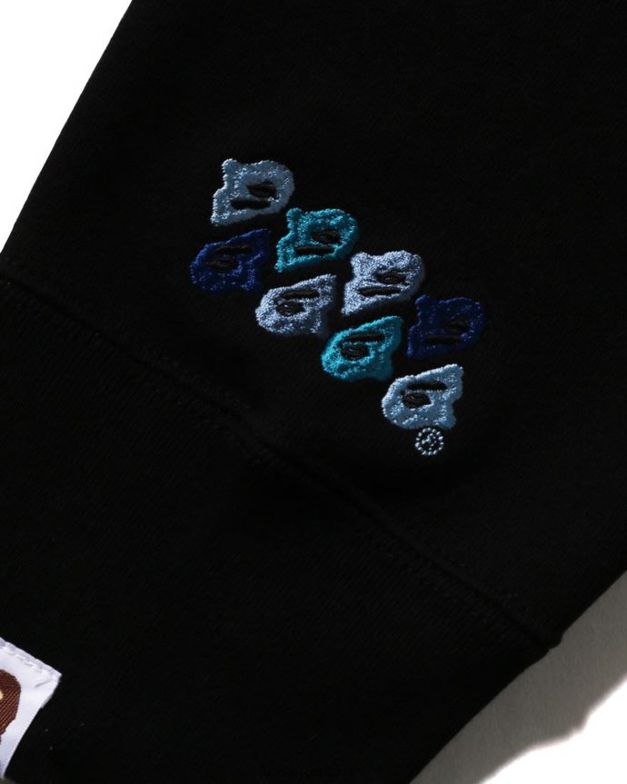 hombres A Bathing Ape cuello redondo holgado con parche de camuflaje abc 288PLL199 negro