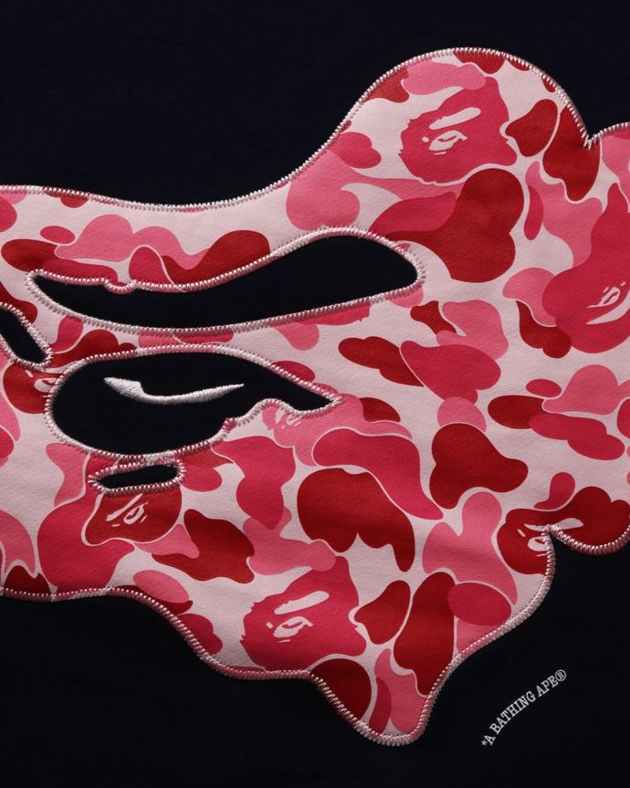 hombres A Bathing Ape cuello redondo holgado con parche de camuflaje abc 288PLL201 Azul marino