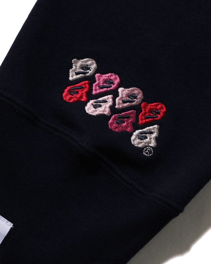 hombres A Bathing Ape cuello redondo holgado con parche de camuflaje abc 288PLL201 Azul marino