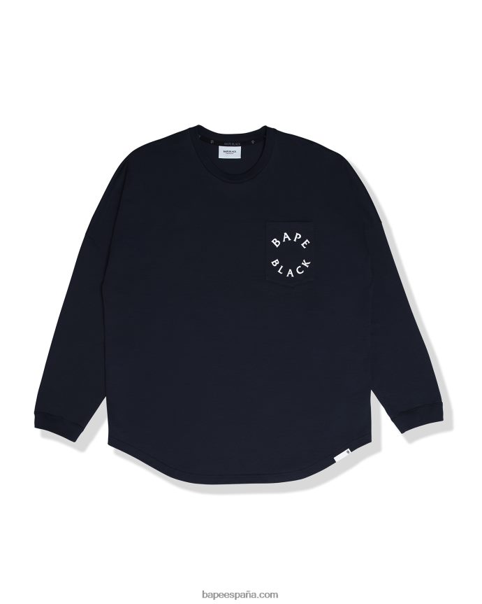 hombres A Bathing Ape playera de manga larga con logo estampado 288PLL352 Azul marino