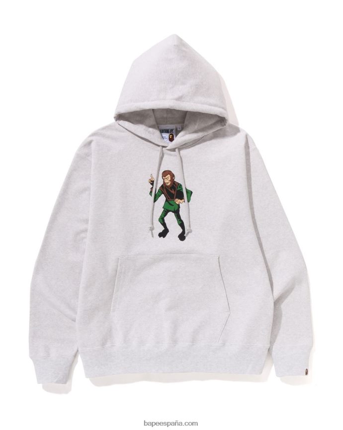 hombres A Bathing Ape sudadera con capucha de ajuste holgado 288PLL285 gris