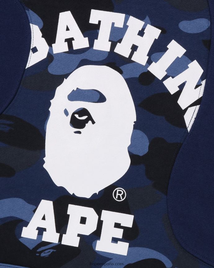 hombres A Bathing Ape sudadera con capucha holgada de corte universitario de camuflaje de color 288PLL297 Azul marino
