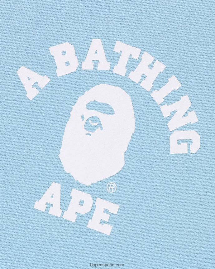 hombres A Bathing Ape sudadera con capucha y cremallera completa de ajuste holgado de la universidad 288PLL233 azul claro