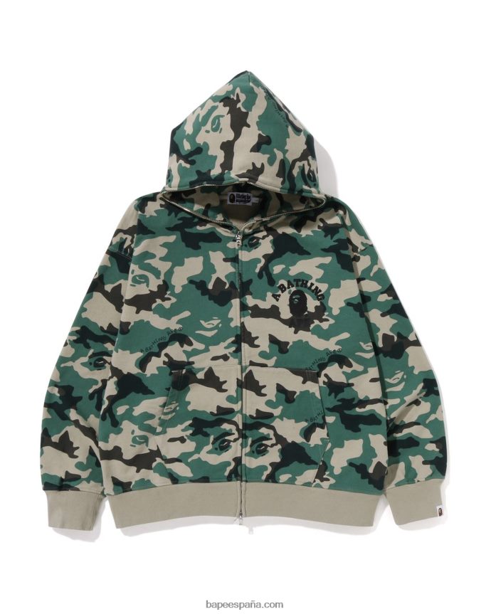 hombres A Bathing Ape sudadera con capucha y cremallera completa de camuflaje Woodland 288PLL219 ejercito verde