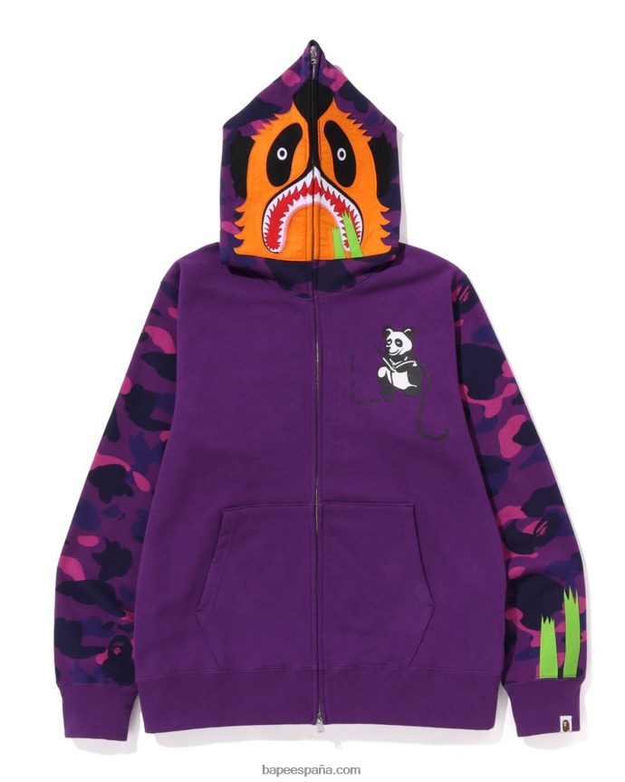 hombres A Bathing Ape sudadera con capucha y cremallera completa de panda de camuflaje de color 288PLL187 púrpura