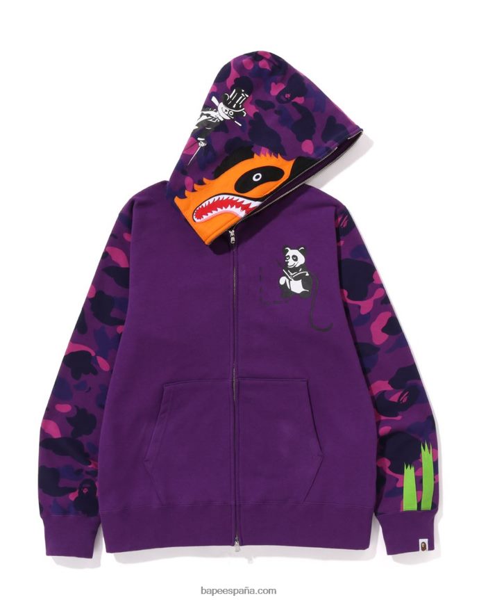 hombres A Bathing Ape sudadera con capucha y cremallera completa de panda de camuflaje de color 288PLL187 púrpura
