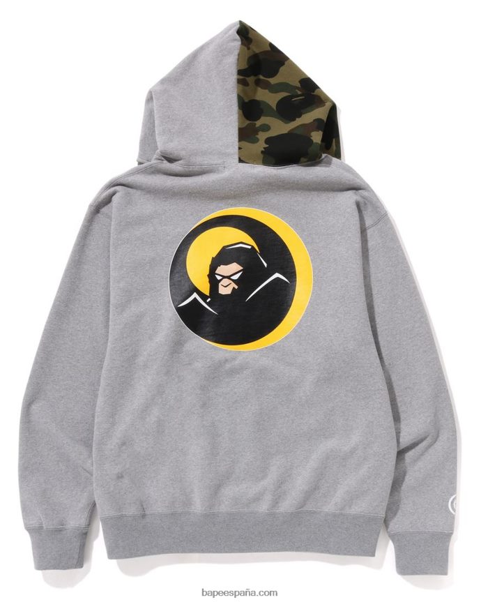 hombres A Bathing Ape sudadera con capucha y cremallera completa shadow 288PLL180 gris