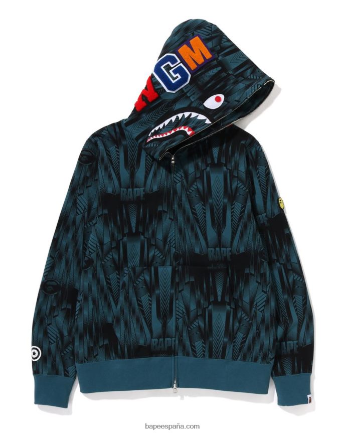hombres A Bathing Ape sudadera con capucha y cremallera completa speed racer shark 288PLL303 azul