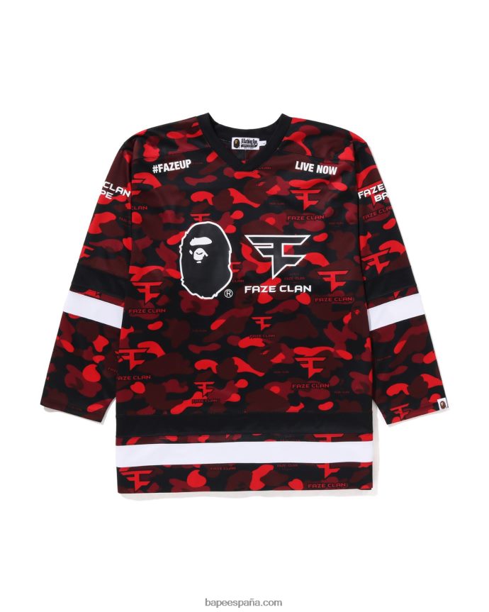 hombrescamiseta de hockey del clan bape x faze 288PLL262 rojo brillante