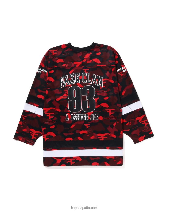 hombrescamiseta de hockey del clan bape x faze 288PLL262 rojo brillante