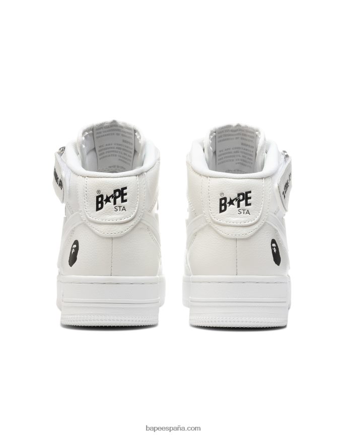 hombres A Bathing Ape mis zapatillas 288PLL742 blanco