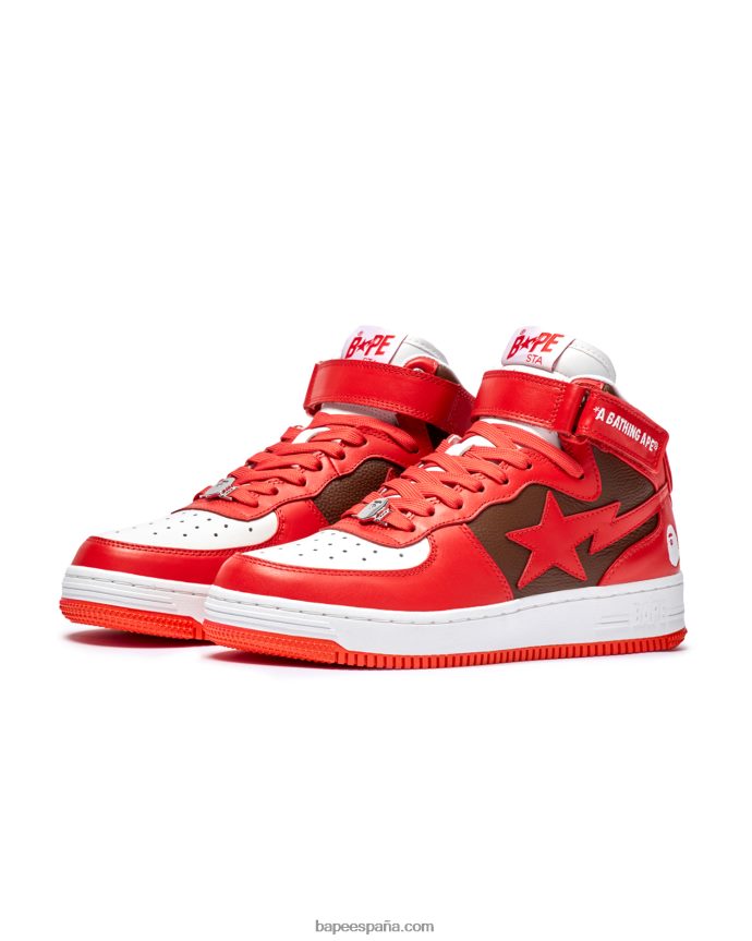 hombres A Bathing Ape zapatillas mi #2 m2 288PLL705 rojo brillante